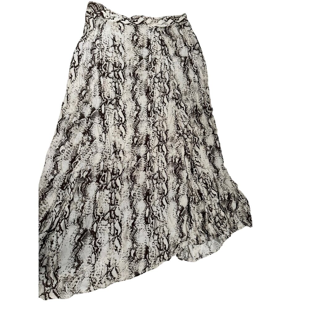 Poetry Chocolate Brown Snake Print Asymmetric Midi Skirt Women's Size 10 Boho